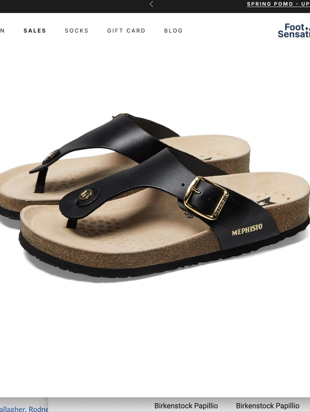 NIB Mephisto Melinda Thong Black Leather Sandals